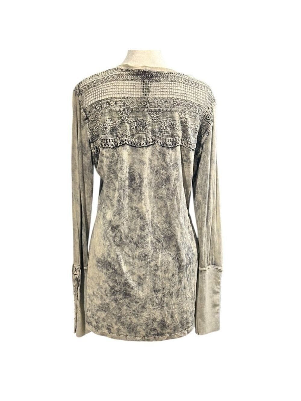 ARATTA SILENT JOURNEY Mineral Acid Wash Embroidered LS Tunic Shirt Boho Sz S EC - Picture 5 of 7